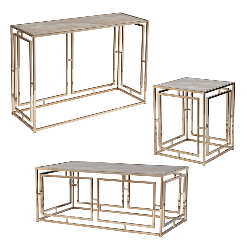 23" Glass Iron Square End Table - Champagne