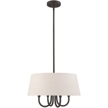 Load image into Gallery viewer, 20" Four Light Metal Dimmable Chandelier With Shades - Bronze / Cream
