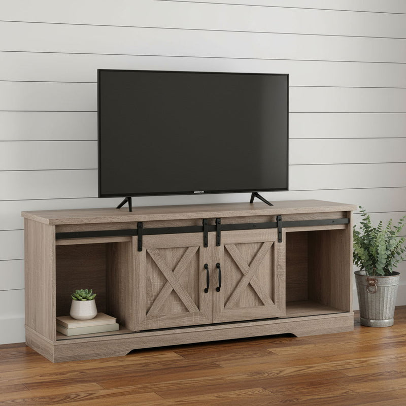 59" Deep Cabinet Enclosed Storage TV Stand - Taupe