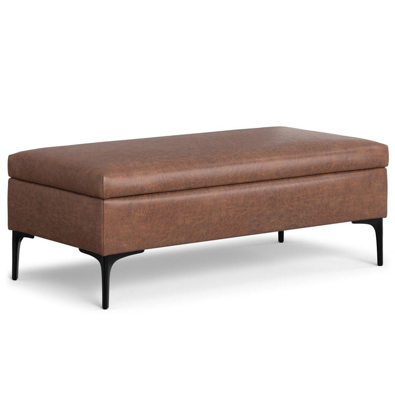 48" Upholstery Storage Ottoman - Black / Brown