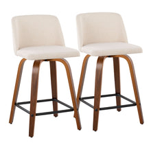 Load image into Gallery viewer, Toriano - Mid Century Modern Fixed Height Counter Stool With Swivel &amp; Square Footrest (Set of 2)

