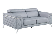 Load image into Gallery viewer, Metallic Leather Loveseat - Light Blue / Silver
