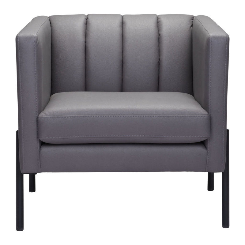 Faux Leather Club Chair - Light Gray And Black