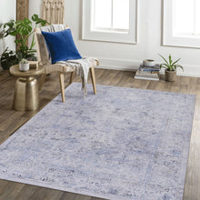 Load image into Gallery viewer, Maval - 4' X 6' Area Rug Washable - Blue / Cream
