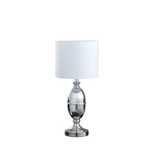 Load image into Gallery viewer, Metal Urn Table Lamp With White Drum Shade - Silver

