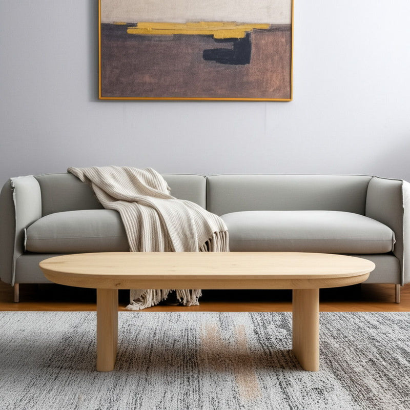 54" Solid Wood Oval Solid Coffee Table - Natural