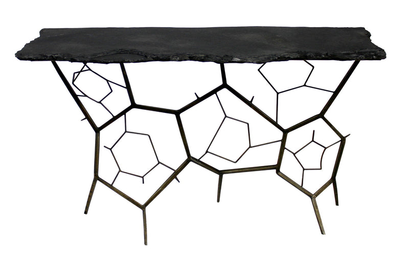 Stone Abstract Console Table - Black