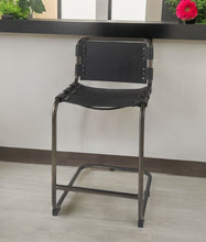 Load image into Gallery viewer, 29" Leather And Iron Bar Chair - Black
