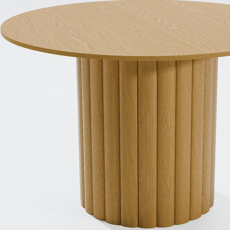 46'' Wood Pedestal Base Round Top Dining Table - Light Brown