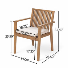 Load image into Gallery viewer, 5 Piece Patio Furniture Set Acacia Wood Table And 4 Heavy Duty Cushioned Chairs
