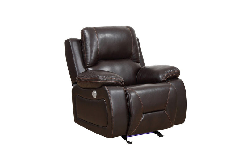 Leather Match Manual Gliding Recliner (366348) - Dark Brown