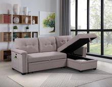 Load image into Gallery viewer, Ashlyn - Reversible Sleeper Sectional Sofa With Storage Chaise, USB Charging Ports And Pocket
