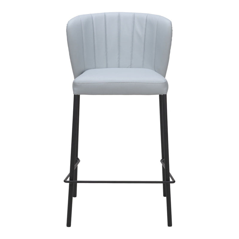 Faux Leather And Steel Counter Height Bar Chairs (Set of 2) - Gray And Black