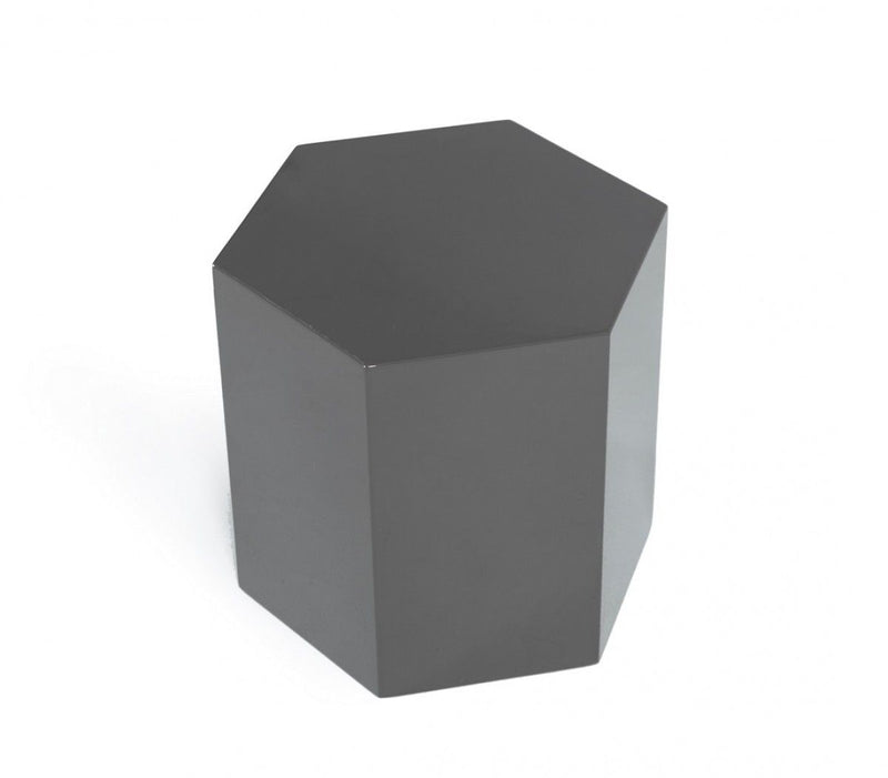 Modern High Gloss Hexagonal End Table - Light Gray