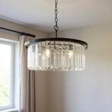 Load image into Gallery viewer, Unique Statement Six Light Metal Crystal Glass Chandelier With Shades - Black
