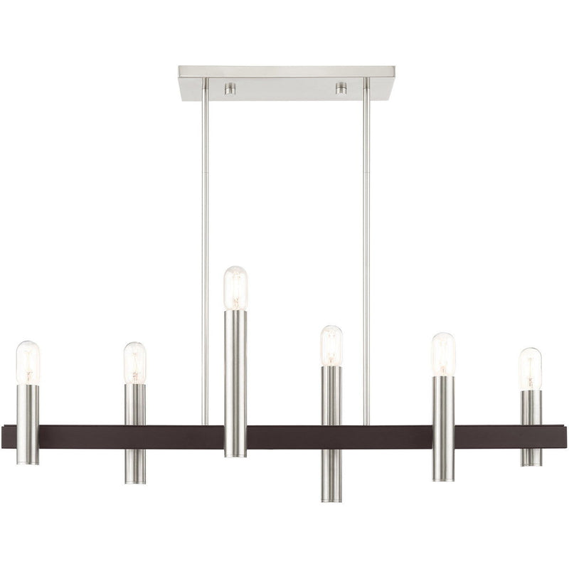 24" Six-Light Dimmable Chandelier With Shades - Bronze