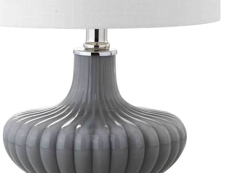 18" Novelty Table Lamp LED With Drum Shade - Gray