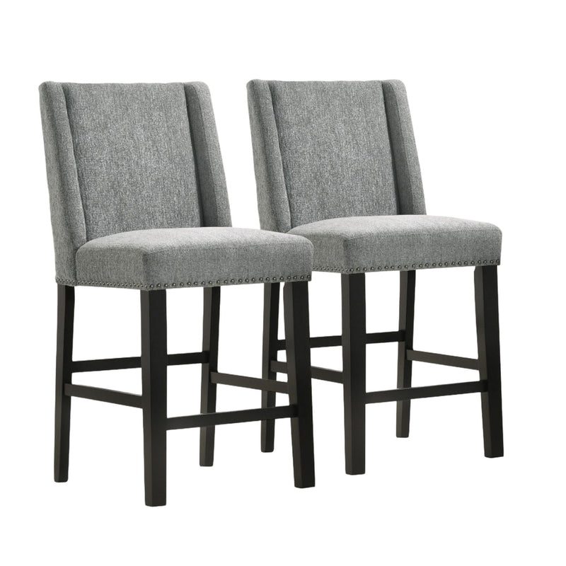 Solid Wood Bar Chairs (Set of 2) - Charcoal And Espresso