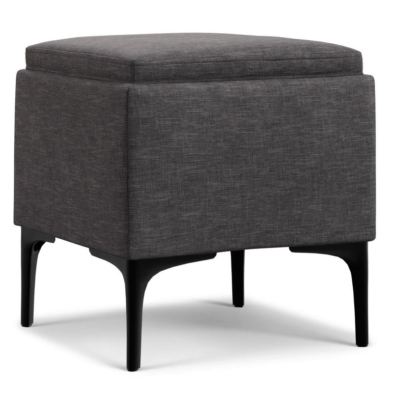 18" Upholstery Storage Ottoman - Black / Slate Gray