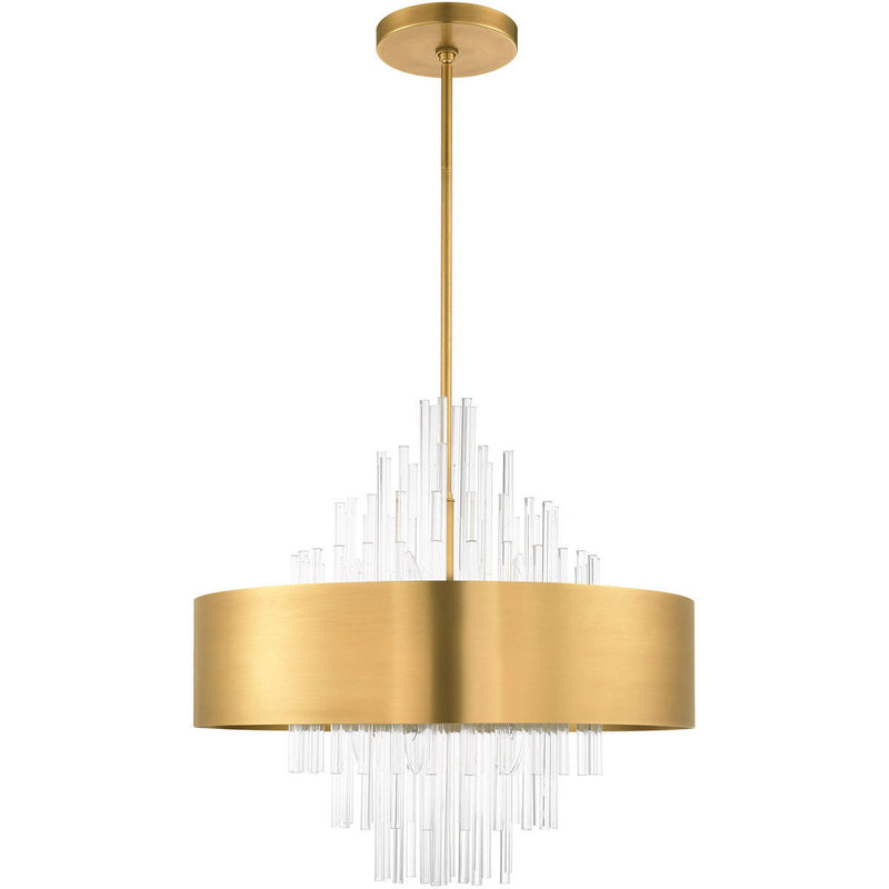 Ten Light Dimmable Chandelier With Shades - Brass