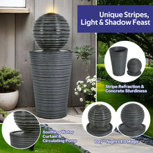Load image into Gallery viewer, 31.5&quot; Tall Striped Column Fountain With LED Light Design For Outdoor Spaces - Gray
