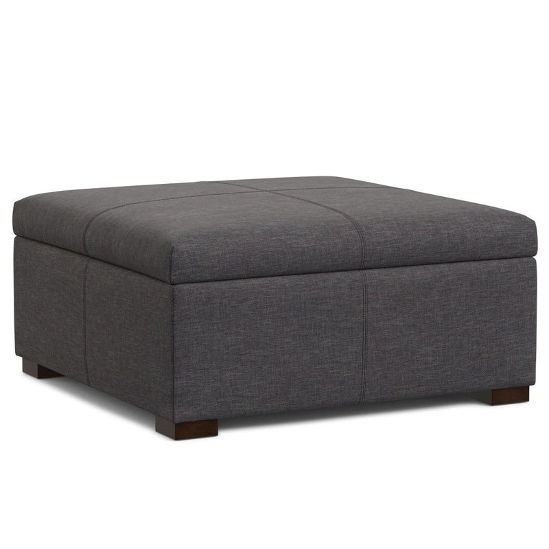 Modern Upholstery Storage Ottoman - Walnut / Slate Gray
