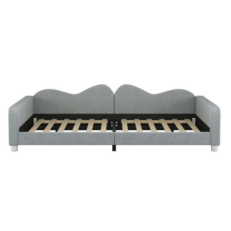 Upholstered Daybed, Sherpa Fabric Sofabed With Cloud-Shaped Backrest