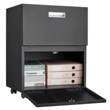 Load image into Gallery viewer, Office Furniture Copier Cabinet 2 Door Steel Copier Stand Mobile Pedestal File Printer Stand - Black
