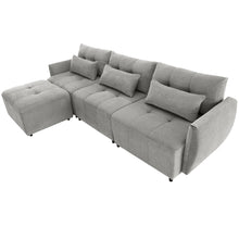 Load image into Gallery viewer, 113.3&quot; Convertible Sectional Sofa Couch 3-Seat L-Shaped Sofa with Movable Ottoman and  USB for Apartment, Living Room, Bedroom, Grey
