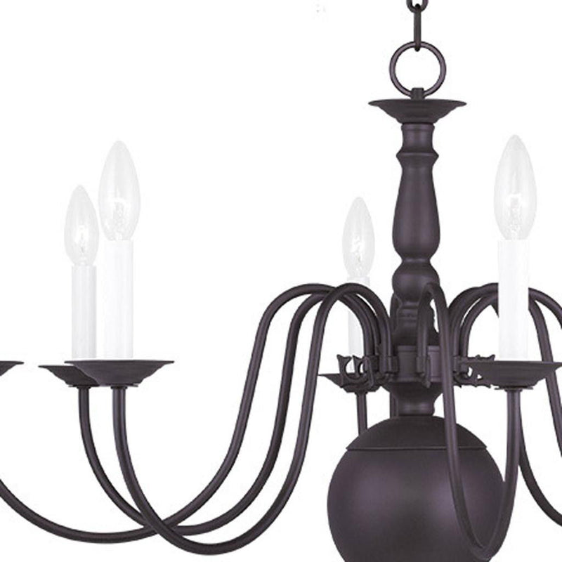 21" Eight Light Metal Dimmable Chandelier With Shades - Bronze