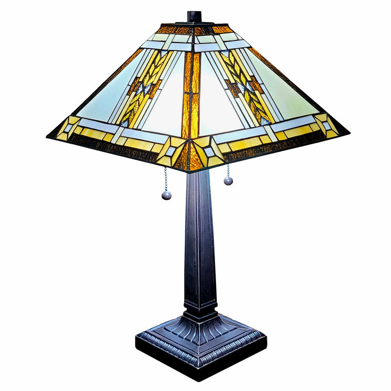 11" x 21" x 22" Metal Two Light Candlestick Table Lamp With Beige Shade - Dark Brown