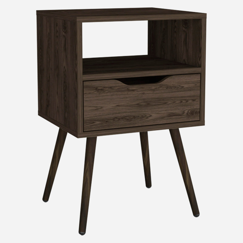 25" One Drawer Faux Wood Nightstand - Brown