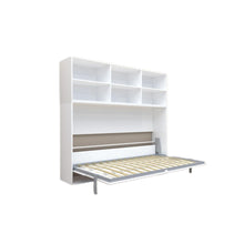 Load image into Gallery viewer, Mordern Design Twin Size Horizontal Murphy Bed With Shelf Storage For Bedroom Or Guestroom Wall Bed Space Saving Hidden Bed With New Style Gas Struts - White
