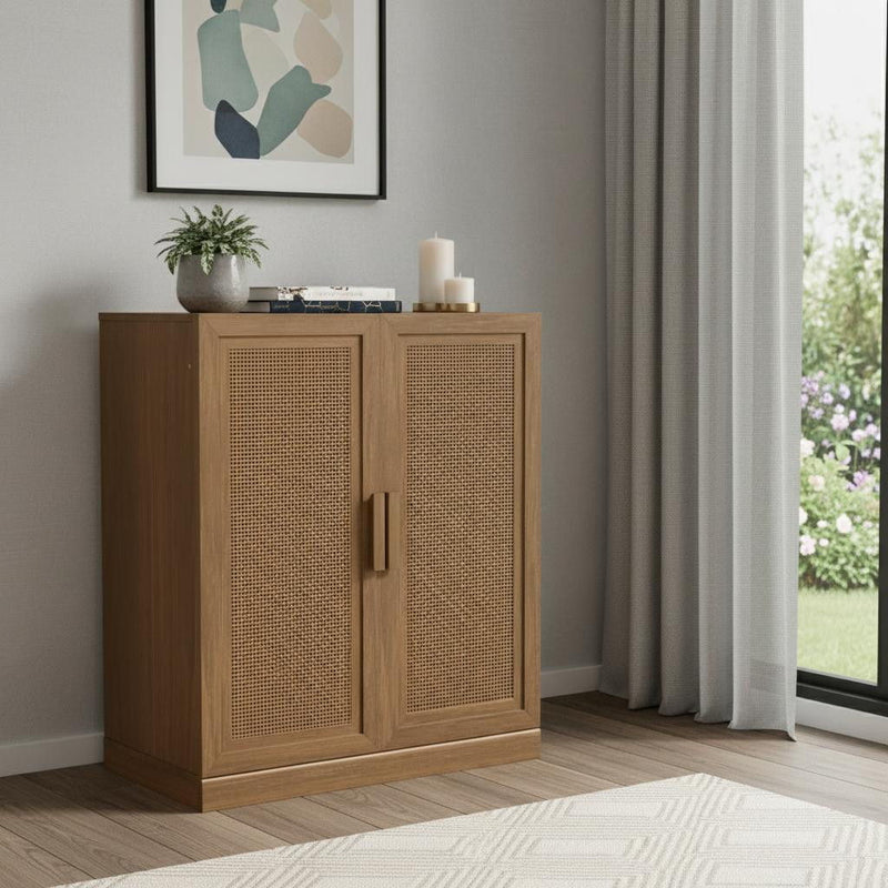 31" Wood Accent Cabinet With Two Doors - Brown