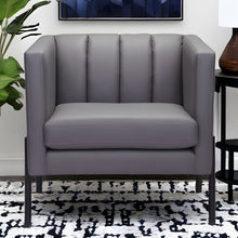Load image into Gallery viewer, Faux Leather Club Chair - Light Gray And Black
