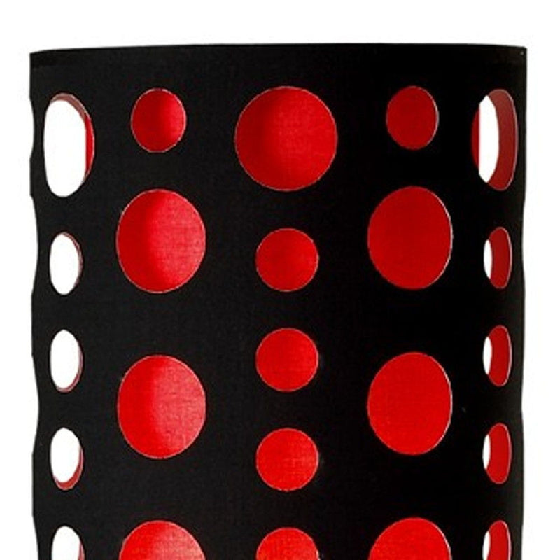 Steel Novelty Floor Lamp With And Red Drum Shade - Silver / Black