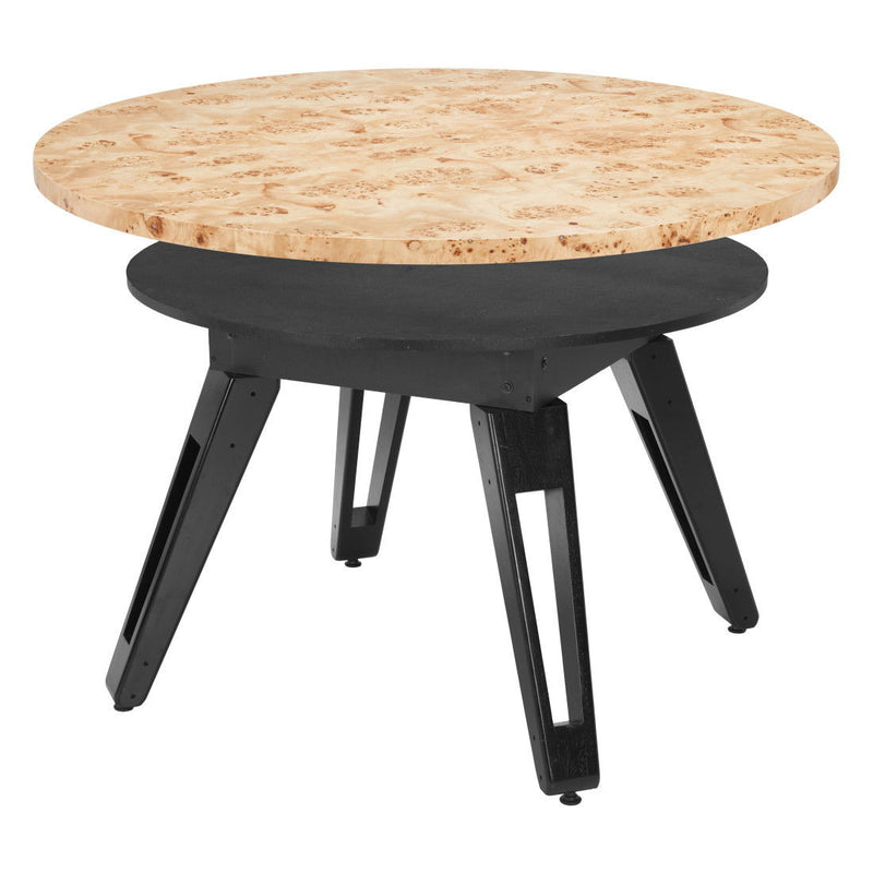 Round Convertible Game Table - Natural Burl / Black
