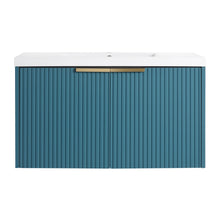 Load image into Gallery viewer, Contemporary Wall Mounted Bathroom Vanity With Resin Double Sink

