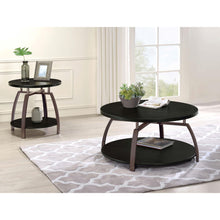 Load image into Gallery viewer, Round Coffee Table With Storage Shelf - Black
