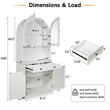 Load image into Gallery viewer, Tall Arched Pantry Cabinet With Charging Station, Adjustable Shelves, Coffee Bar
