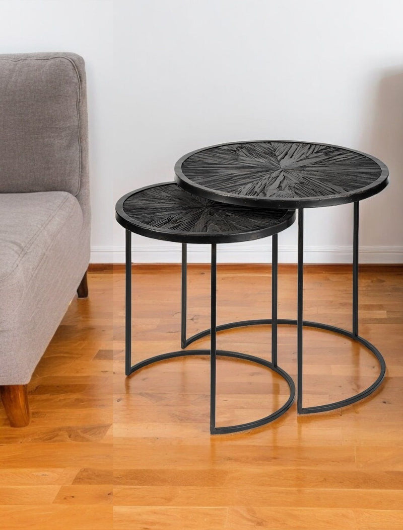 Round End Table (Set of 2) - Black
