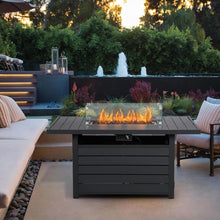 Load image into Gallery viewer, Rectangular Propane Fire Pit Table With Burner, Lava Rock, Waterproof Cover
