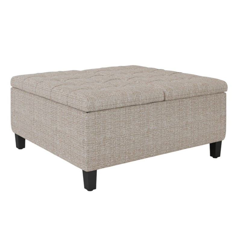Platinum Fabric Cocktail Ottoman With Storage - Platinum / Dark Brown