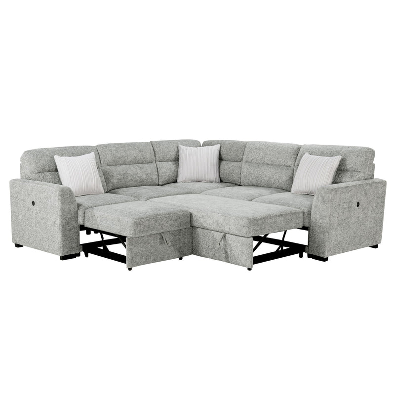 Emiliano - Sectional Sofa With 3 Pillows - Nickel