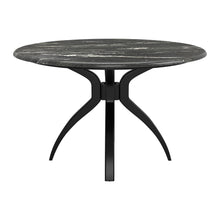 Load image into Gallery viewer, 50" Faux Marble And Steel Pedestal Base Round Top Dining Table - Black
