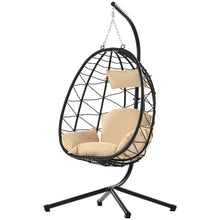 Load image into Gallery viewer, Egg Chair with Stand Indoor Outdoor Swing Chair Patio Wicker Hanging Egg Chair Hanging Basket Chair Hammock Chair with Stand for Bedroom Living Room Balcony
