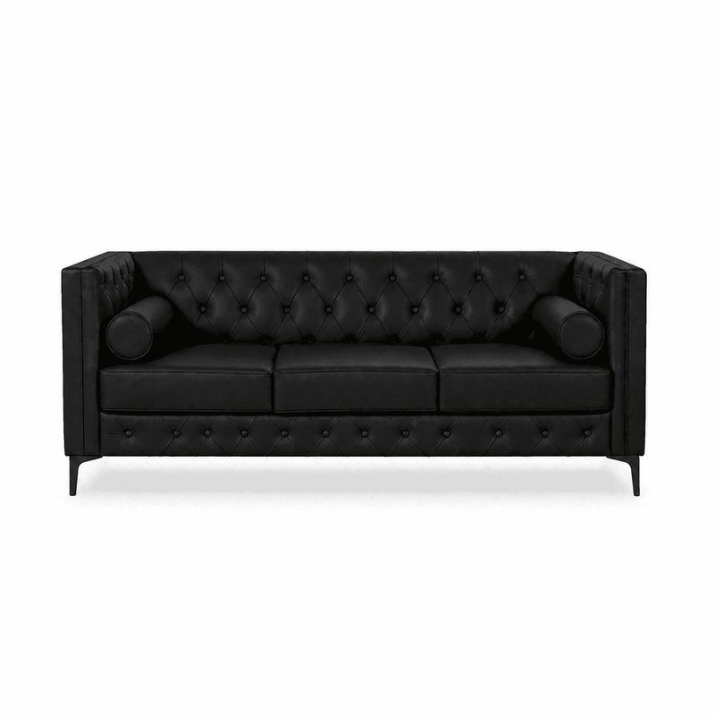 Faux Leather Sofa - Black