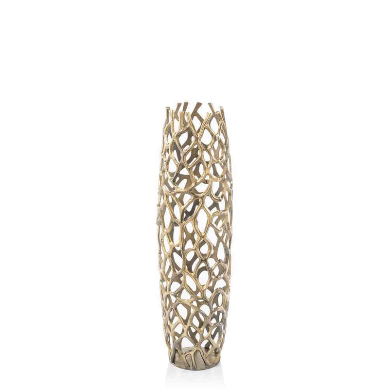 Twigs Cylinder Floor Vase (354655) - Gold