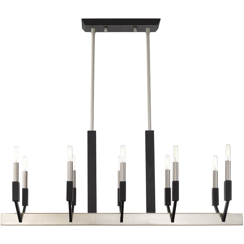 25" Ten Light Dimmable Chandelier With Shades - Nickel