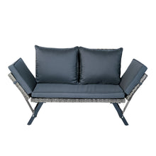 Load image into Gallery viewer, 1 Pieces Patio Wicker Side Foldable Bench Patio Backyard Conversation Bench Gray Wicker - Dark Gray
